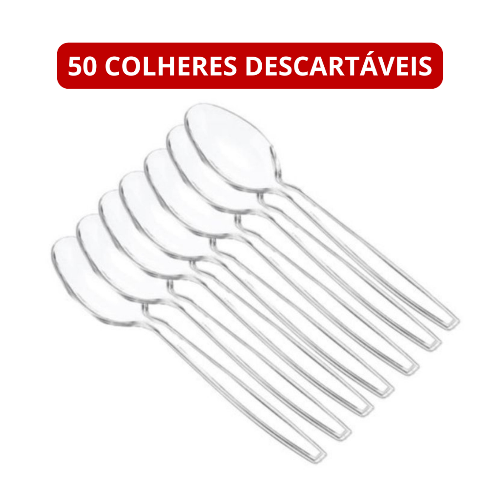 Colher Para Refeição Caldo E Sobremesa Descartavel Transparente 50 Unid ...