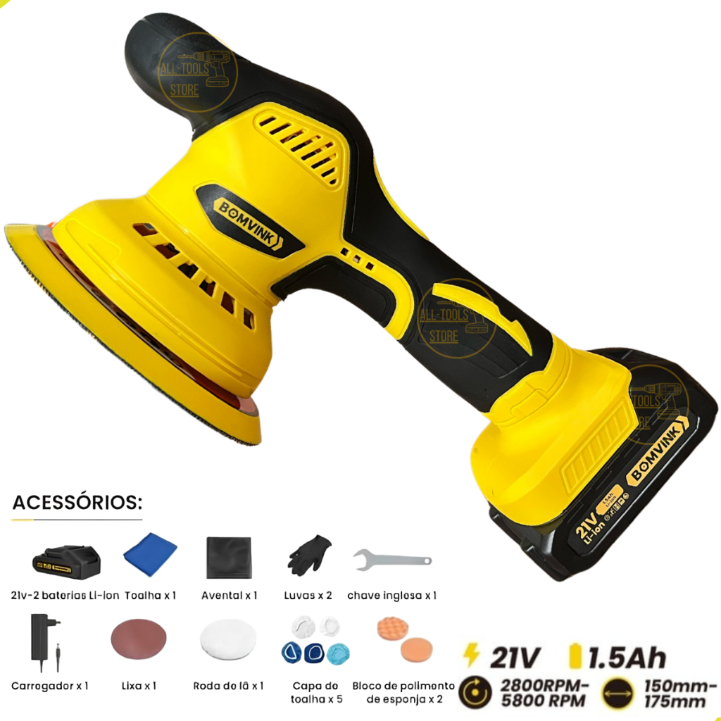 Politriz Lixadeira Roto Orbital Automotiva 2 Baterias 21v | Shopee Brasil