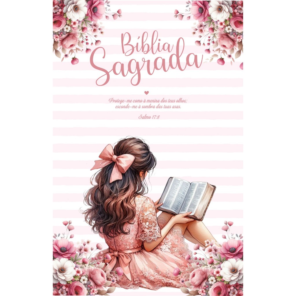 Bíblia Menina dos Olhos de Deus e Leões -abas -Letras JUMBO com