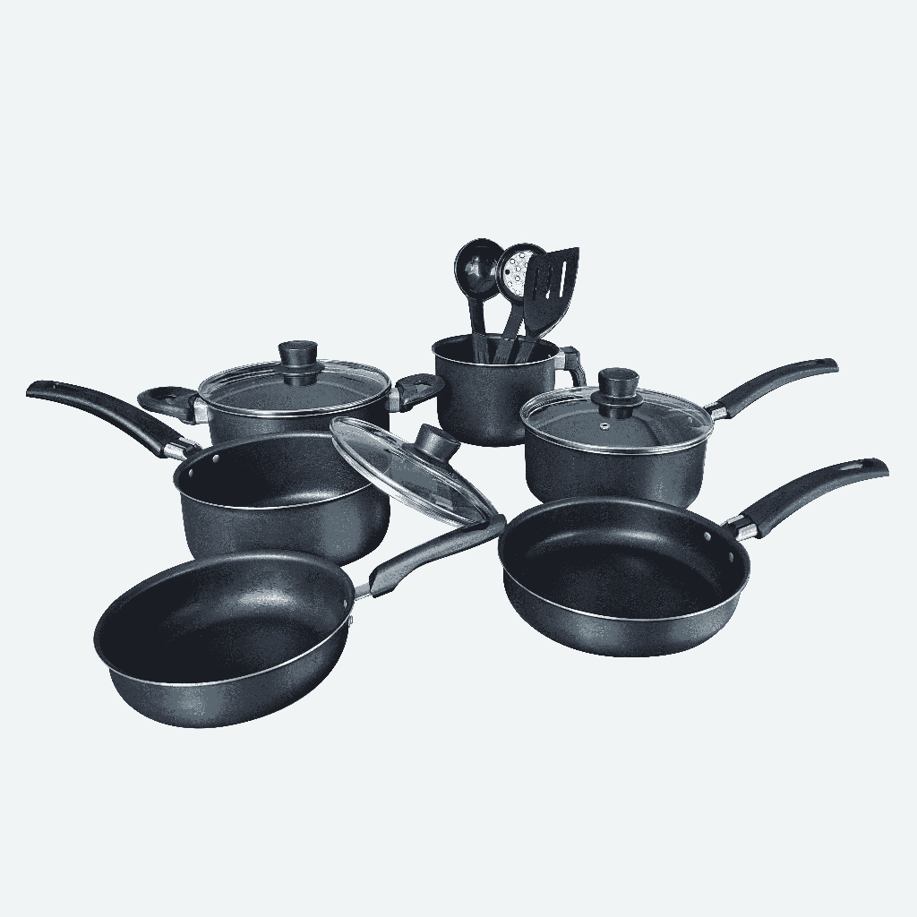 Jogo Panela Caçarola Conjunto Kit 9 Pçs Antiaderente Tampa Vidro Teflon