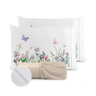 Kit Jogo de Lençol Fronha Estampada Micropercal 400 Fios Ponto Palito - ÚLTIMO LANÇAMENTO em Oferta na Shopee