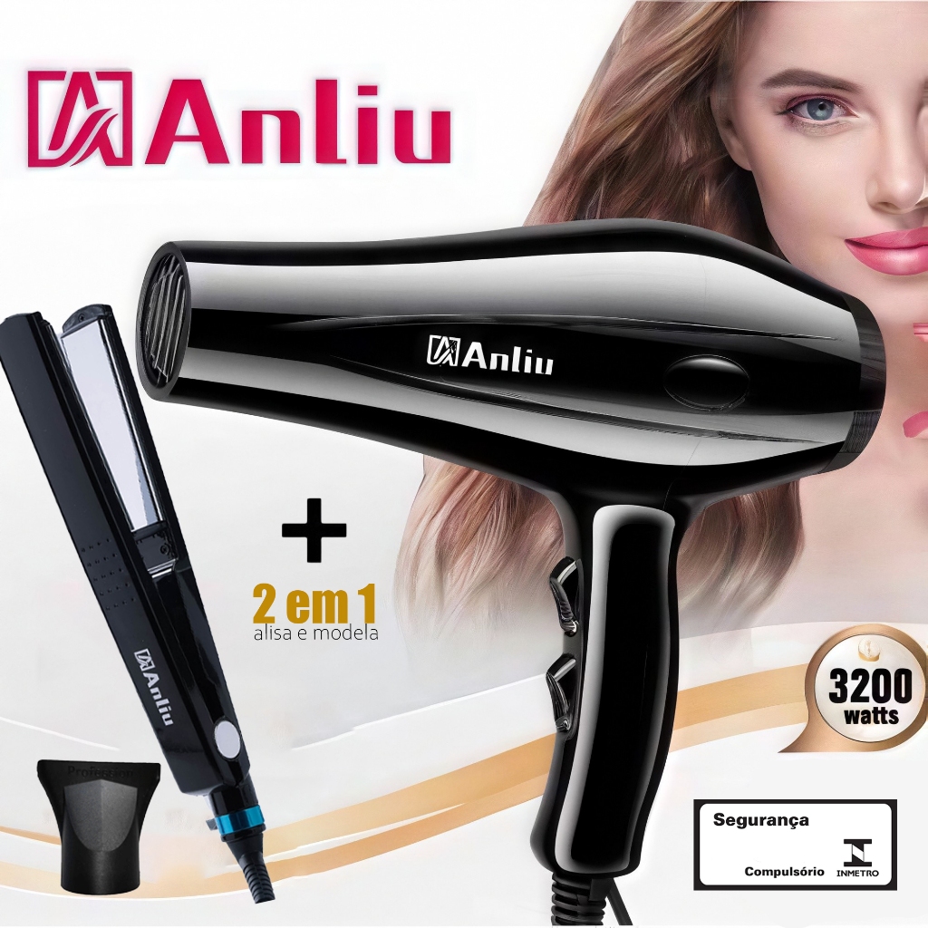 Kit Secador E Chapinha Profissional 2200W Anliu+Chapinha Professional ...