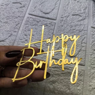 Topo de bolo Happy Birthday Dourado ou Prata Metalizado para lateral de bolo de PAPEL LAMICOTE