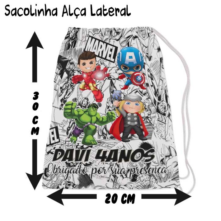 Kit Mochilinha Aniversario Personalizada Festa Vingadores CUTE