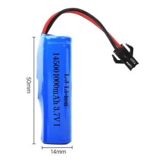 Bateria 3.7v 1000mah 14500 conector smp02 recarregavel