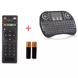 Kit Controle Remoto Para Tv Box Aparelho + mini teclado + 2 pilhas AAA