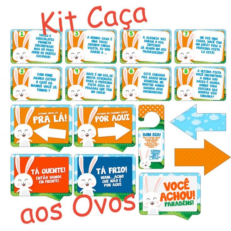 "Kit Caça aos Ovos de Páscoa Infantil | Completo com Pistas ...