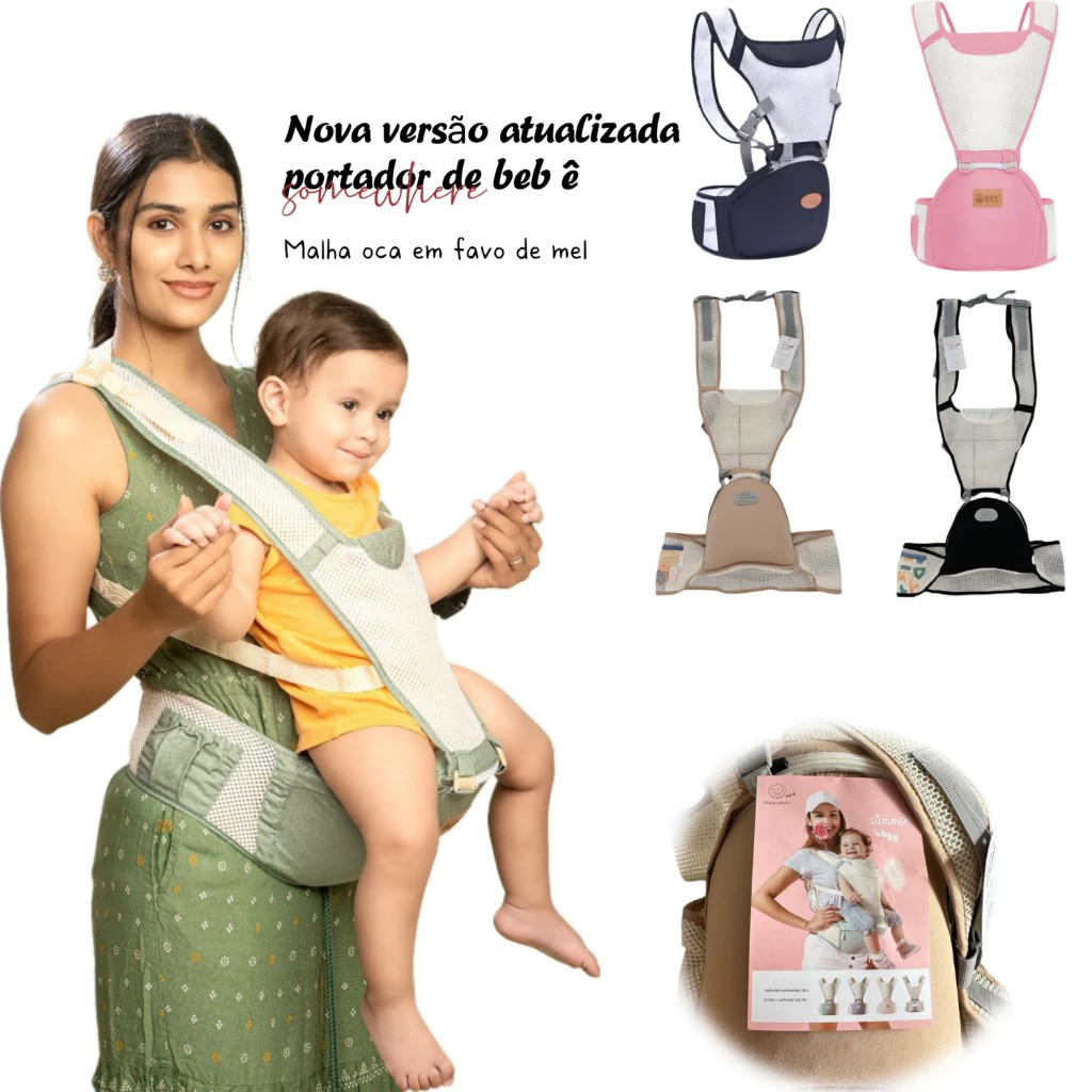 Canguru Para Bebê 0-3 Anos Ergonômico 3 Em 1 Estilo Canguru Frontal ...
