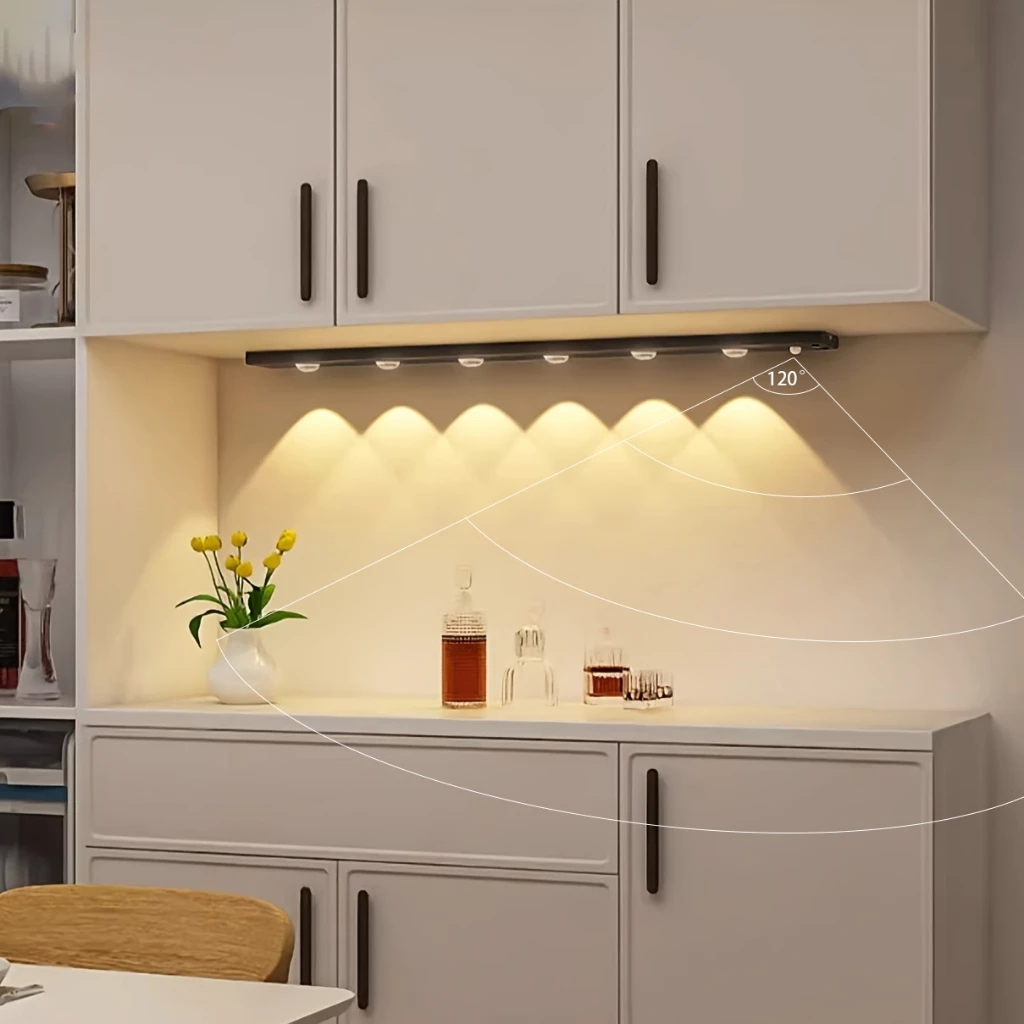 Luz de LED com Sensor para Armário 60cm - Ultra Fina, 3 Cores, Recarregável (Branco/Quente/Natural)-F9