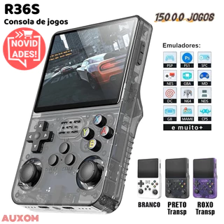 【Nova Versão】3 Cores Console Portátil R36S com 15,000 Jogos Vídeo Game 64g Emuelec Tela IPS 3,5 Pol Presentes Meninos