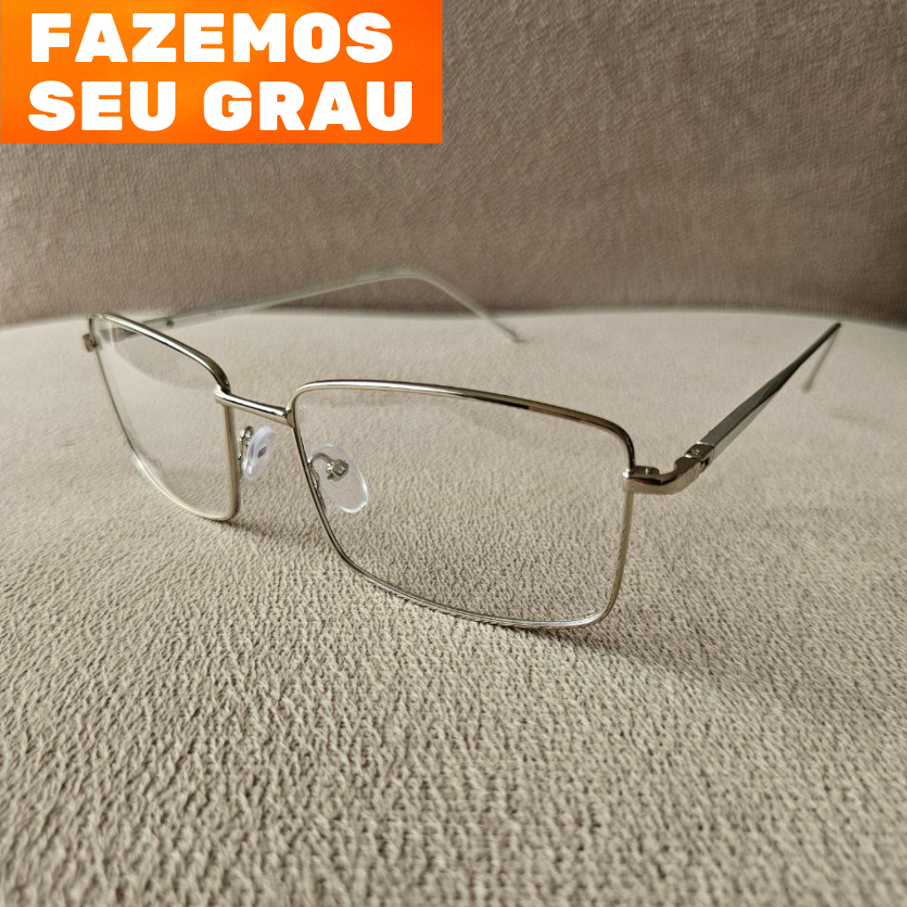 Armação para óculos masculino resistente metal retangular 180 masculina ...