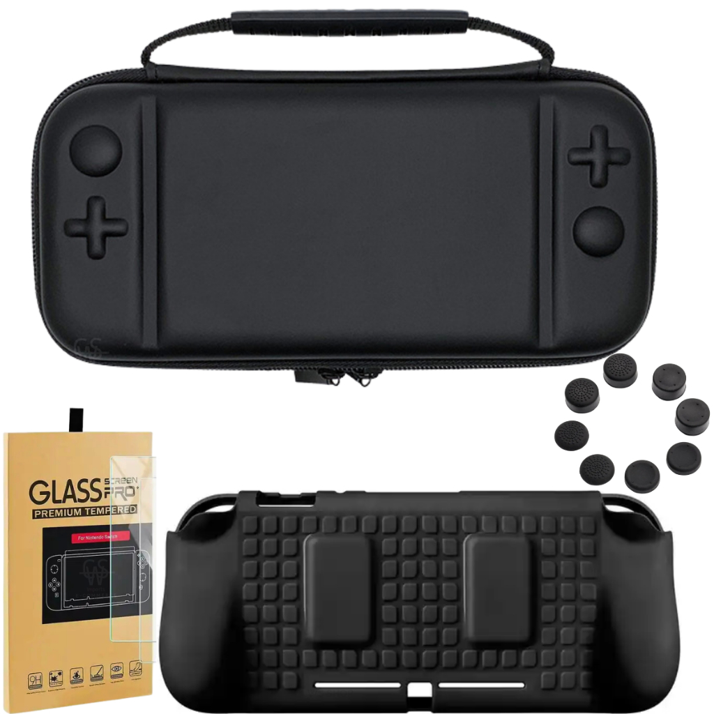 Kit Capa Nintendo Switch Lite+ Tpu+ Pelicula Vidro+ 8 Grips - Escorrega ...