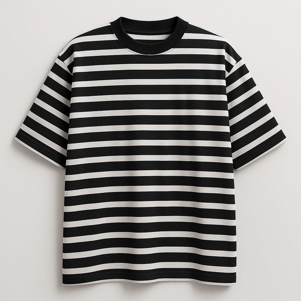 Camiseta Oversized Listrada Preta E Branca Bda Zuluzão | Shopee Brasil