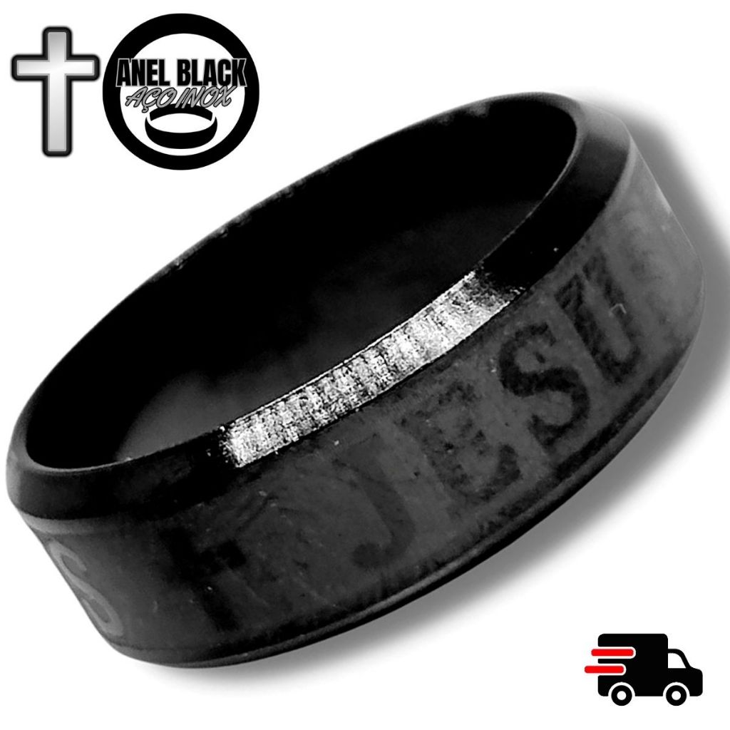Anel Jesus Aliança Católico Evangélico Preto Cristão Religioso Gospel ...