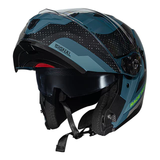 Capacete Race Tech Signal - Gear Matte Blue Black Escamoteável C/ Óculos
