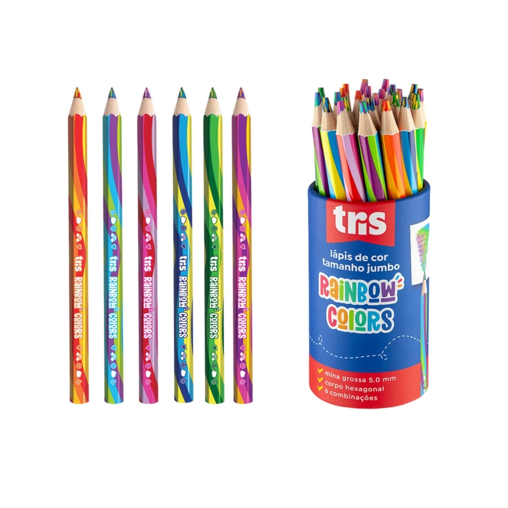 Rainbow / 3枚セット Lápis de Cor Rainbow Arco Íris Jumbo Multi colorido Tris kit com 6