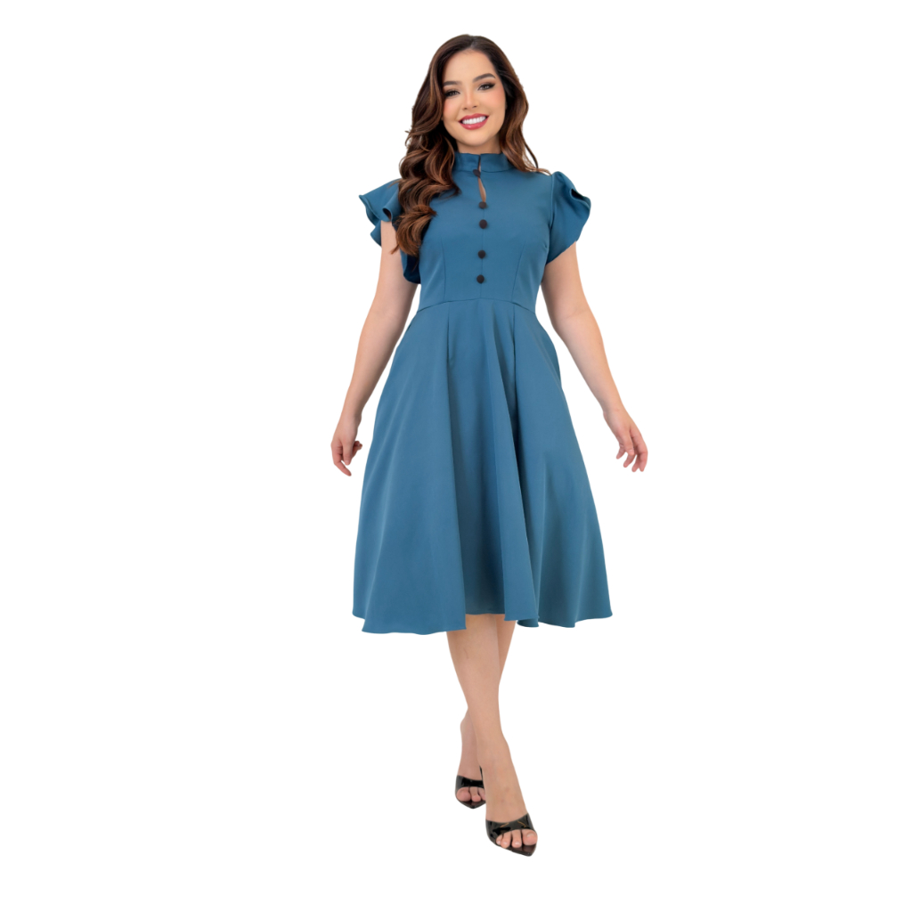 Vestido Alfaiataria em Crepe Moda Evangélica Elegante Shopee Brasil