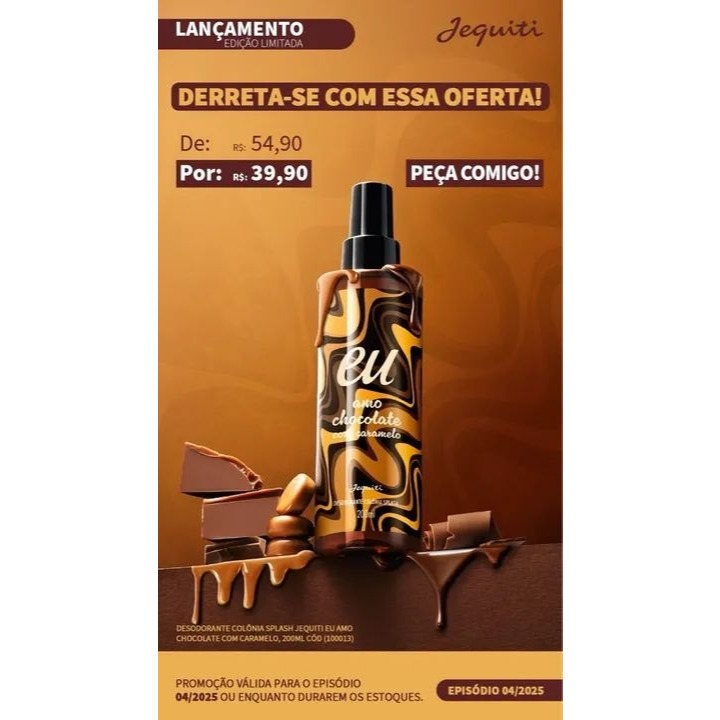 Desodorante Colônia Splash Eu Amo Chocolate Caramelo, 200 ml | Shopee ...
