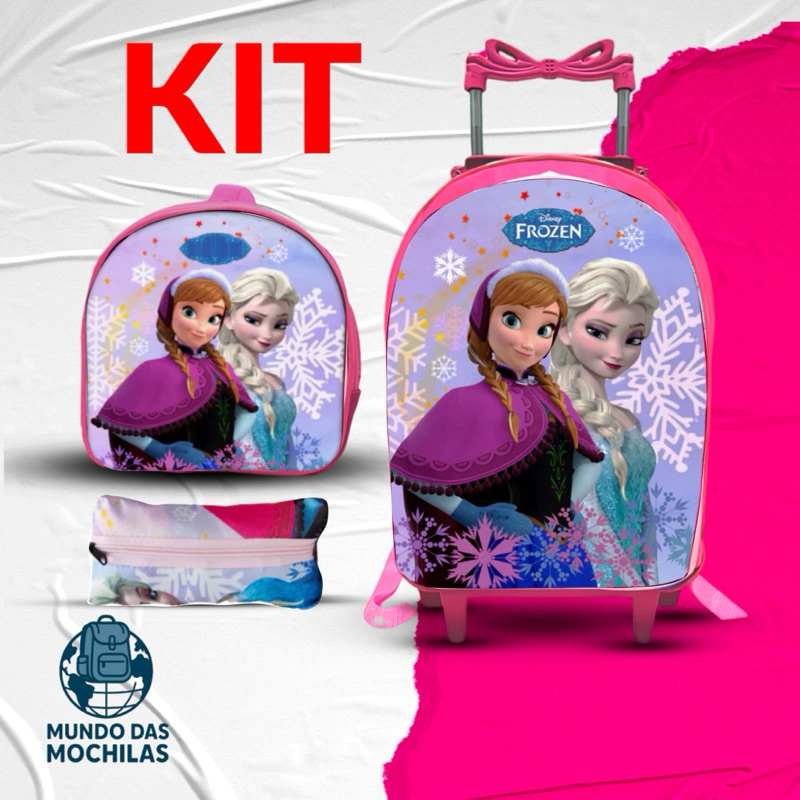 KIT Mochila+Lancheira+estoujo Infantil Frozem - REFORÇADA