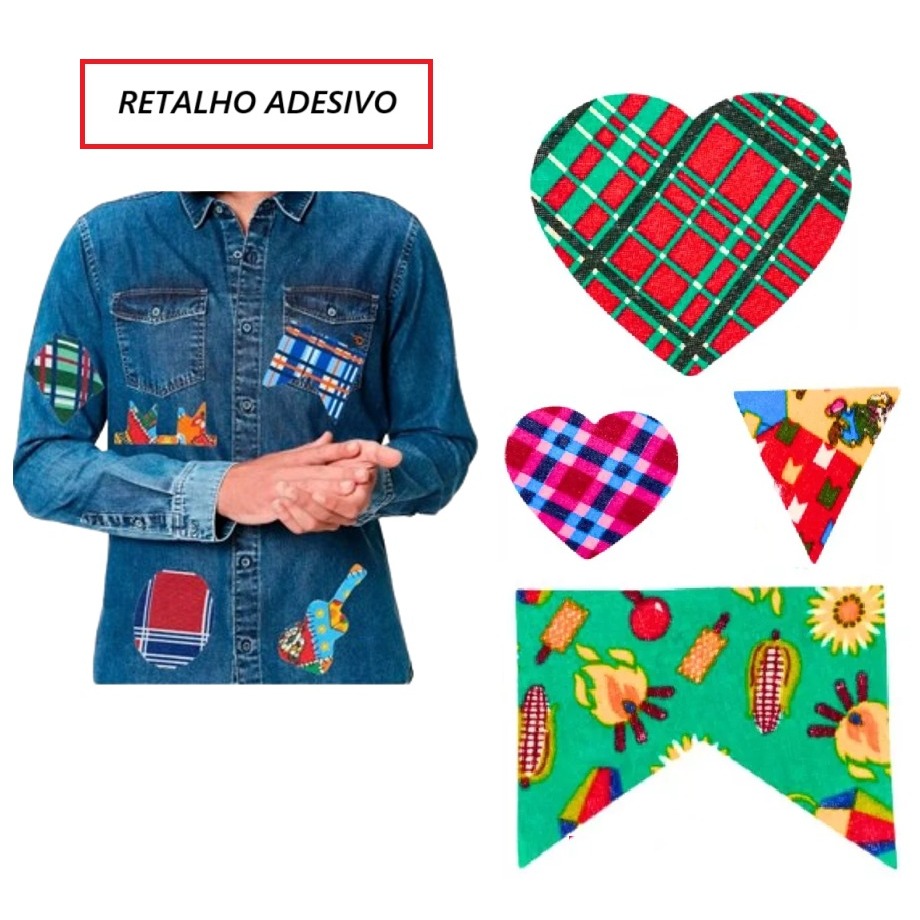 Retalho em Tecido Adesivo para Festa Junina 5 unidades | Shopee Brasil