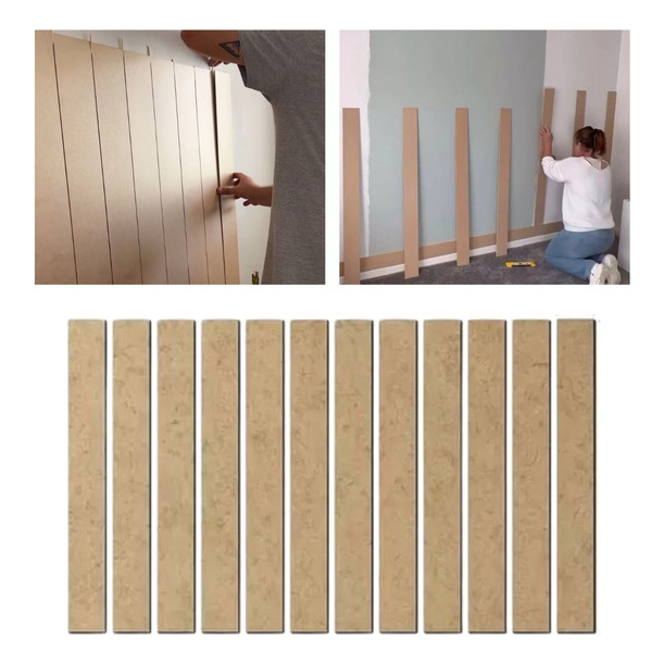 KIT 10UN Ripas Cruas 120x9 MDF Madeira Ripado Shiplap Painel