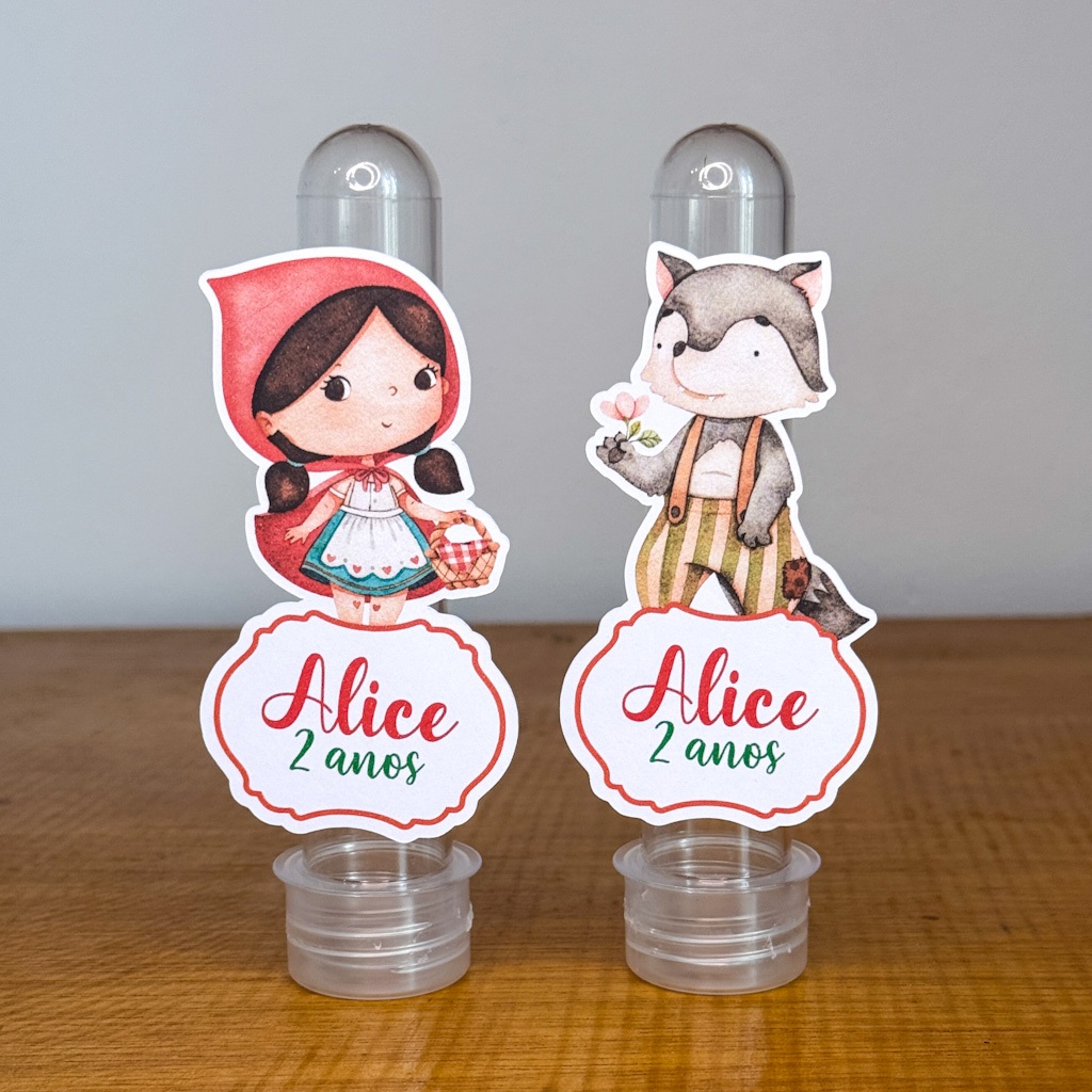 Kit Aplique para Tubetes 13cm Chapeuzinho Vermelho Tag Personalizada ...