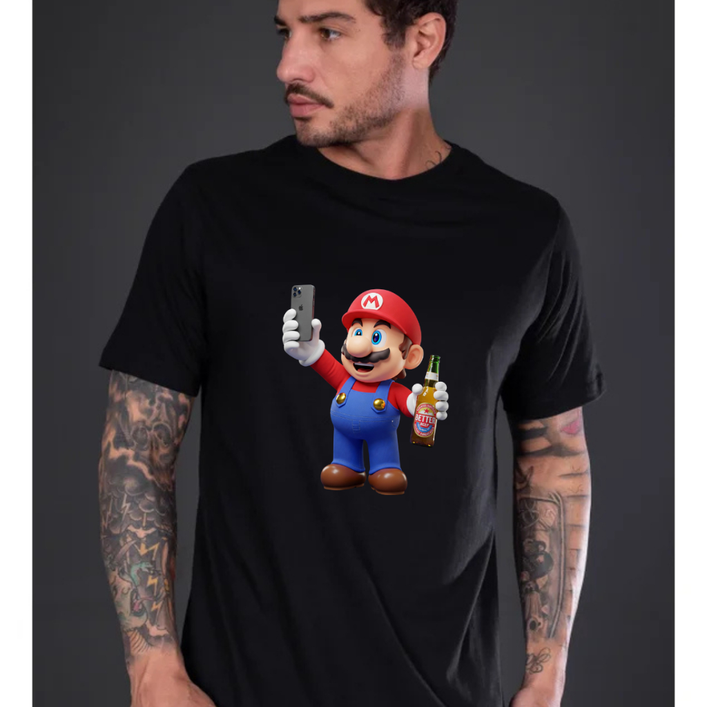 Camisetão Larga Camiseta Oversized 100% Algodão Estampa Super Mario ...