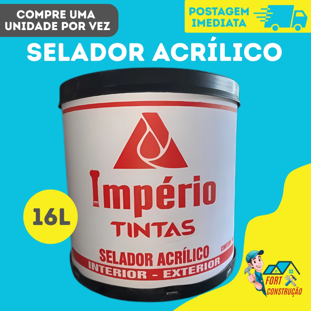 Selador Acrilico Profissional Interno e Externo 16L Império de Parede Branco Premium Secagem Rápida