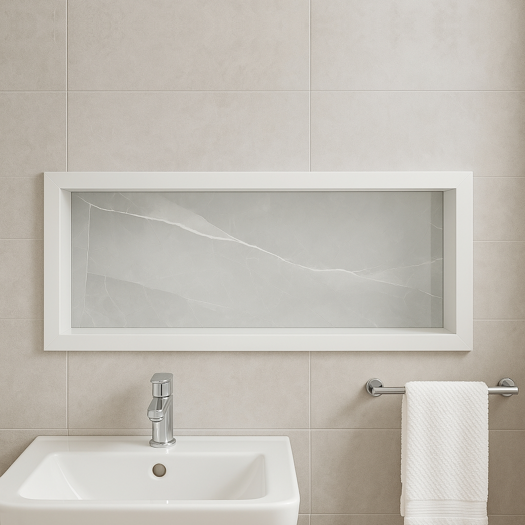 Nicho Banheiro Cerâmica PR70262 30x60x11 com Borda Branca | Shopee Brasil