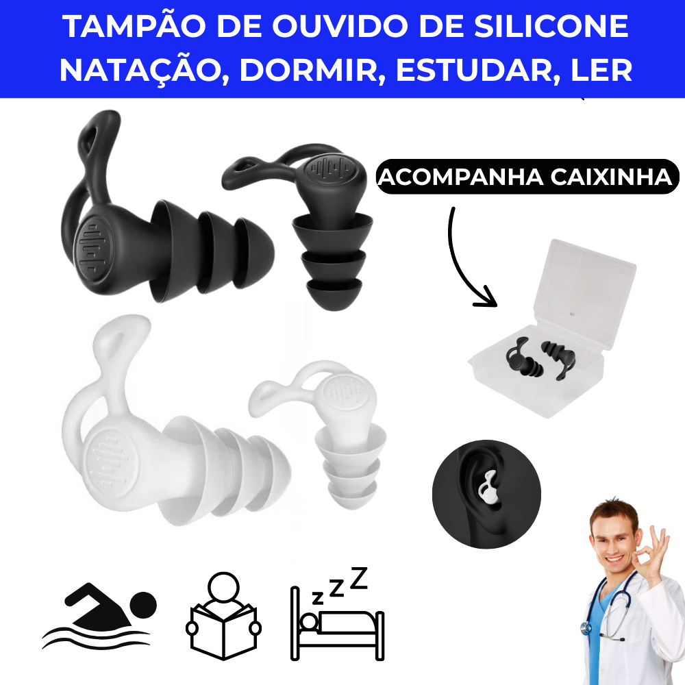 Tampão de Ouvido Protetor Auricular Antirúido Abafador para Dormir ...