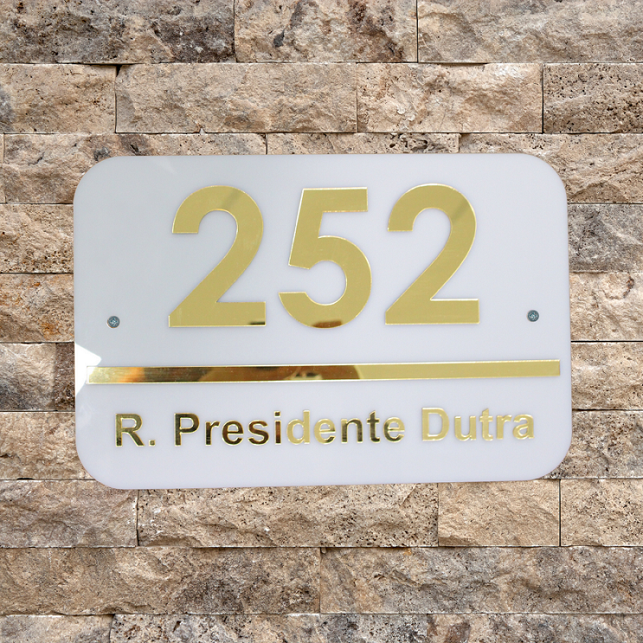 Placa Residencial Branca Com Número e Endereço (Casa, Loja, Condomínio ...