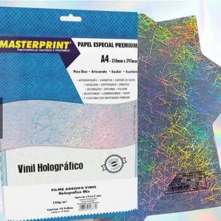 Adesivo Vinil Holográfico A4 135g - 10 Folhas Masterprint - jato de tinta corante a prova de água