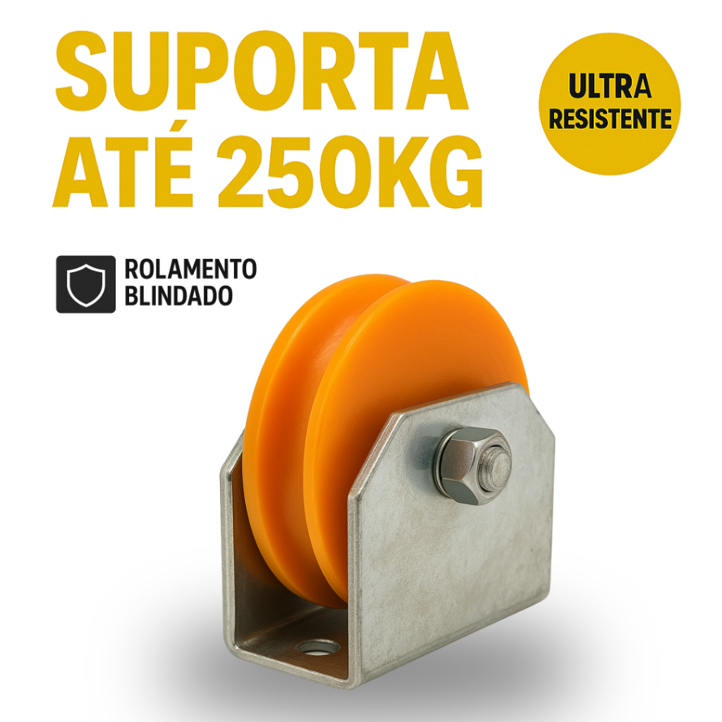 Roldana de Nylon C/ Suporte Caixa Fechada 2" V / U