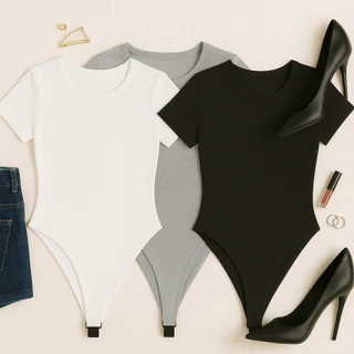 Kit 3 Body Feminino Manga Curta Blusinha Feminina Tecido Suplex Tendência