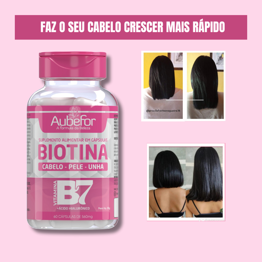 Biotina Vitamina B7 Suplemento Capilar para Crescimento de Cabelo ...