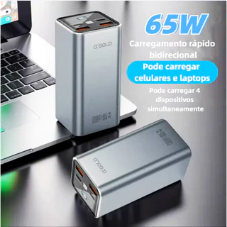 Power Bank 20000Mah PD Turbo 65W Duplo USB-C Bidirecional Para Notebook Mac(Novo Modelo ) e Celular Agold BTE-92