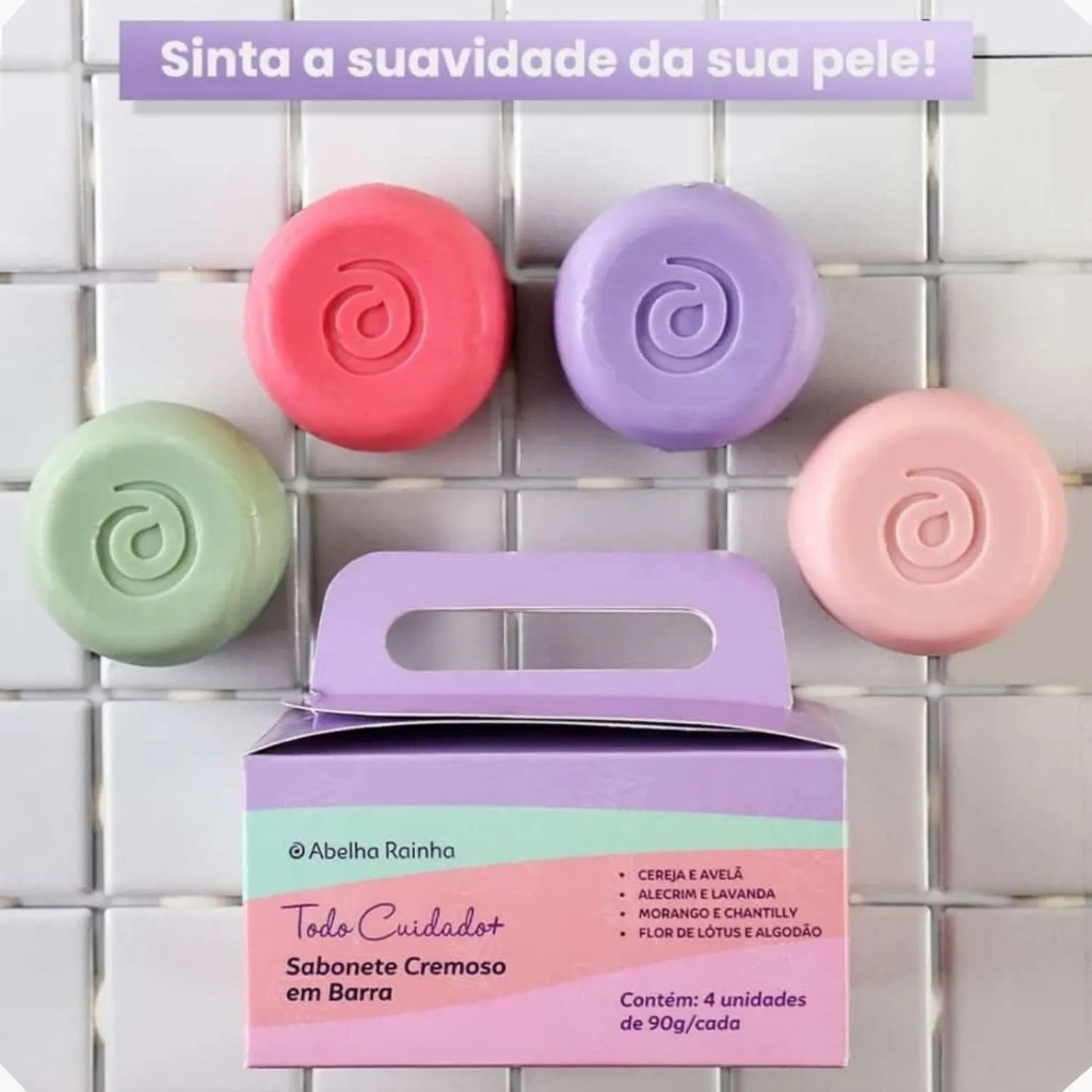 Caixa de Sabonete Com 4 Fragrâncias 100% Vegetal Abelha Rainha