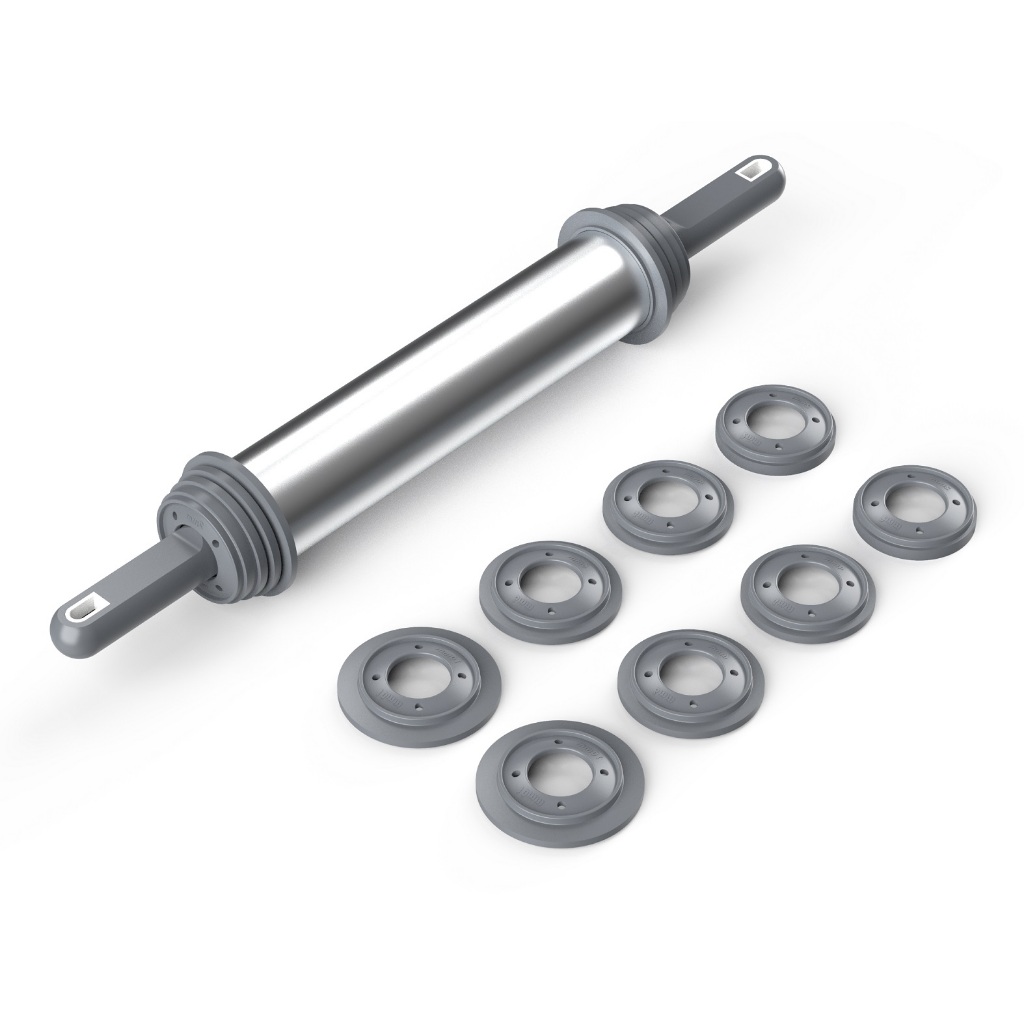 Rolo para massa 28cm com reguladores de altura para pão past