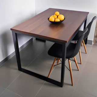 Mesa de Jantar Pequena Industrial – Estilo Moderno, Pés de Metal Reforçado, Para Sala e Cozinha