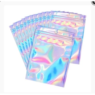 Sacos Zip Holográfico Hermético Frente Transparente c/ Furo com 100 unidades