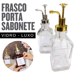 Porta Sabonete Líquido Dispenser de Vidro Refil Luxo Elegante para Banheiro e Cozinha Decorativo