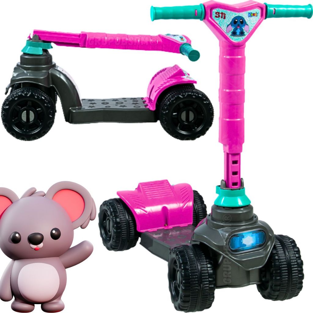 Patinete infantil 4 rodas Carrinho andador criança 2 anos quadriciclo ...
