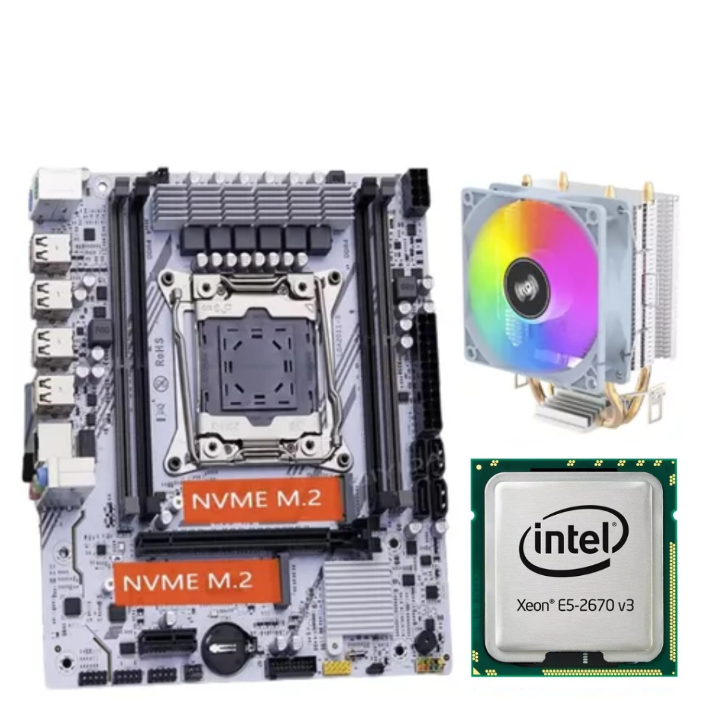 Kit Placa Mãe Qiyida X99 + Intel Xeon E5-2650 V4 / 2680 V4 / 2670