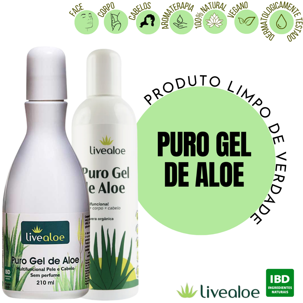 Puro Gel Livealoe Aloe Vera 210ml / 240ml Babosa Orgnico Multifuncional  Face Pele Cabelo | Shopee Brasil