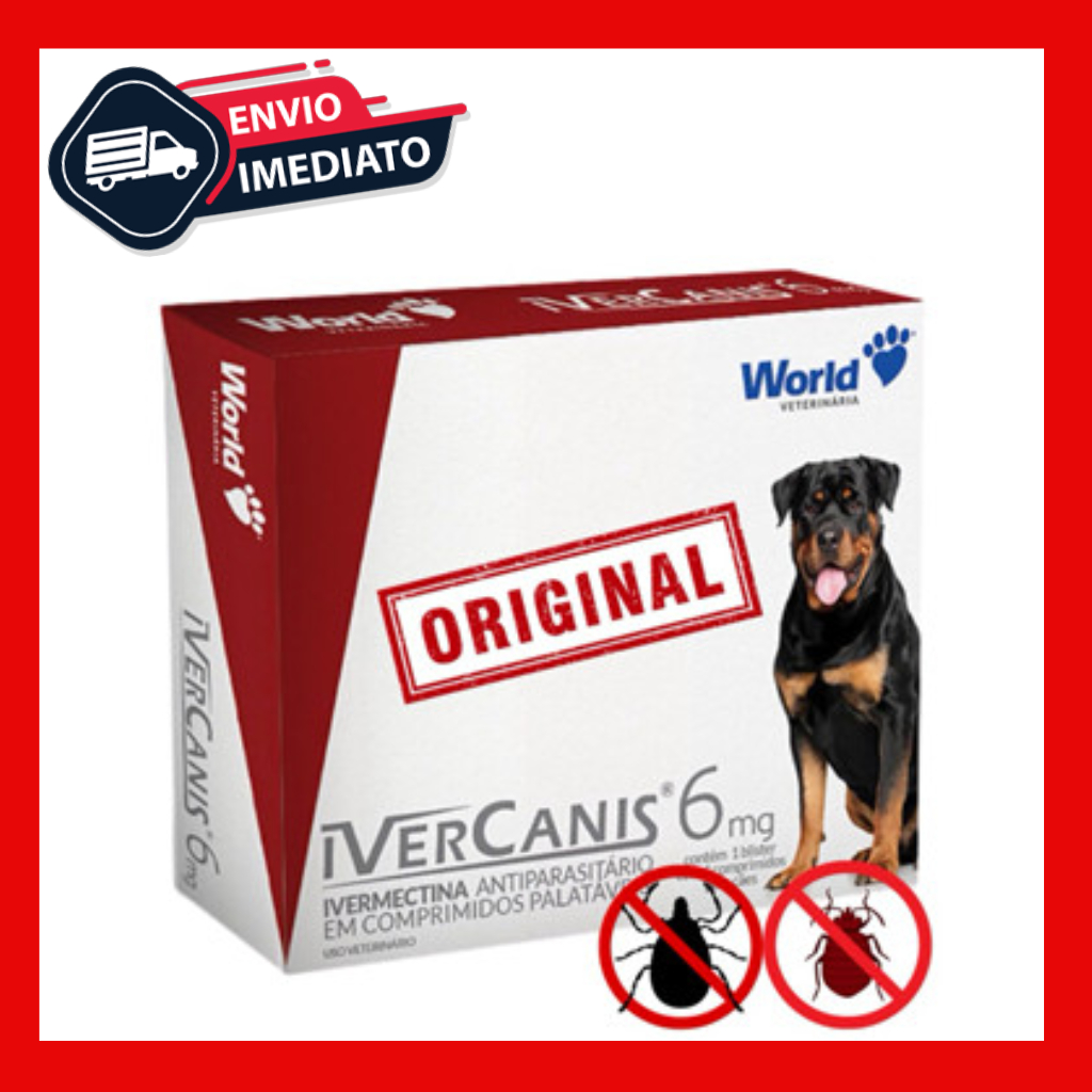 Remedio para carrapato, pulgas e sarna Ivercanis 3mg e 6 mg C/4 ...