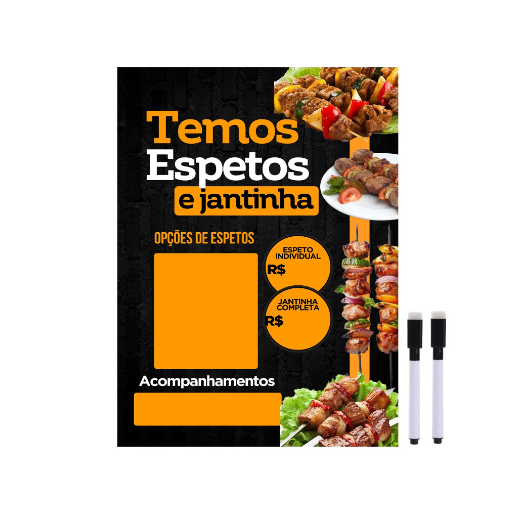 Quadro Espetinho Churrasco Temos Jantinha Preços 28x40cm