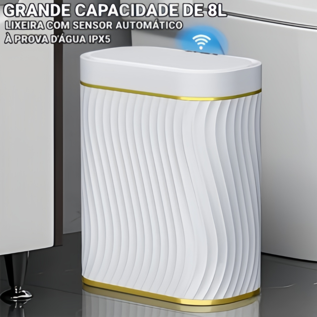 8 Litros Lixeira Com Sensor Automática Operada Por Bateria Branco Yesop