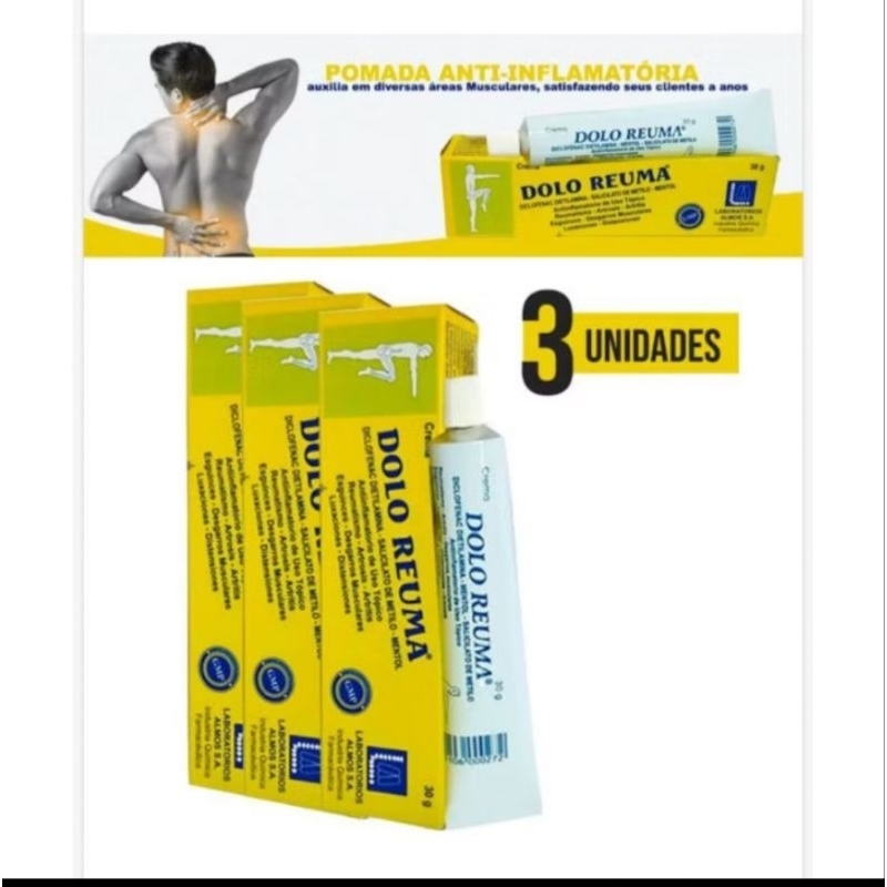 Pomada Dolo Reuma Original 3 pomadas cada 30g - Reum@tismo E Dor Muscul ...