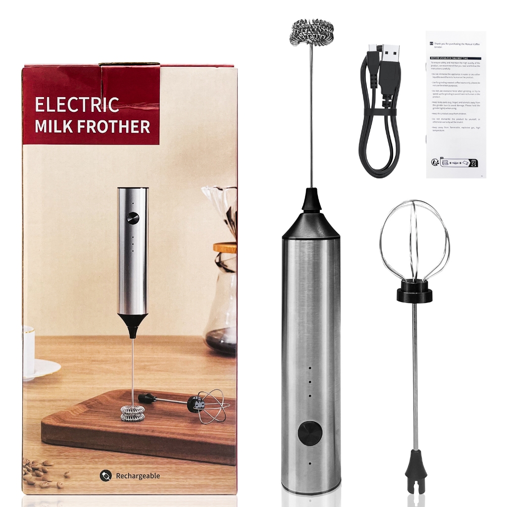 Mixer Elétrico Portátil 2-em-1 para Café/Leite/Ovos, 3 Veloc