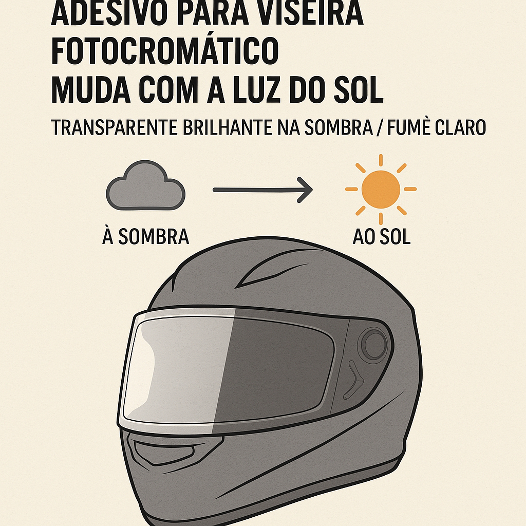 Adesivo PPF TPU Fotocromático para Viseira de Capacete 70cm x 15cm